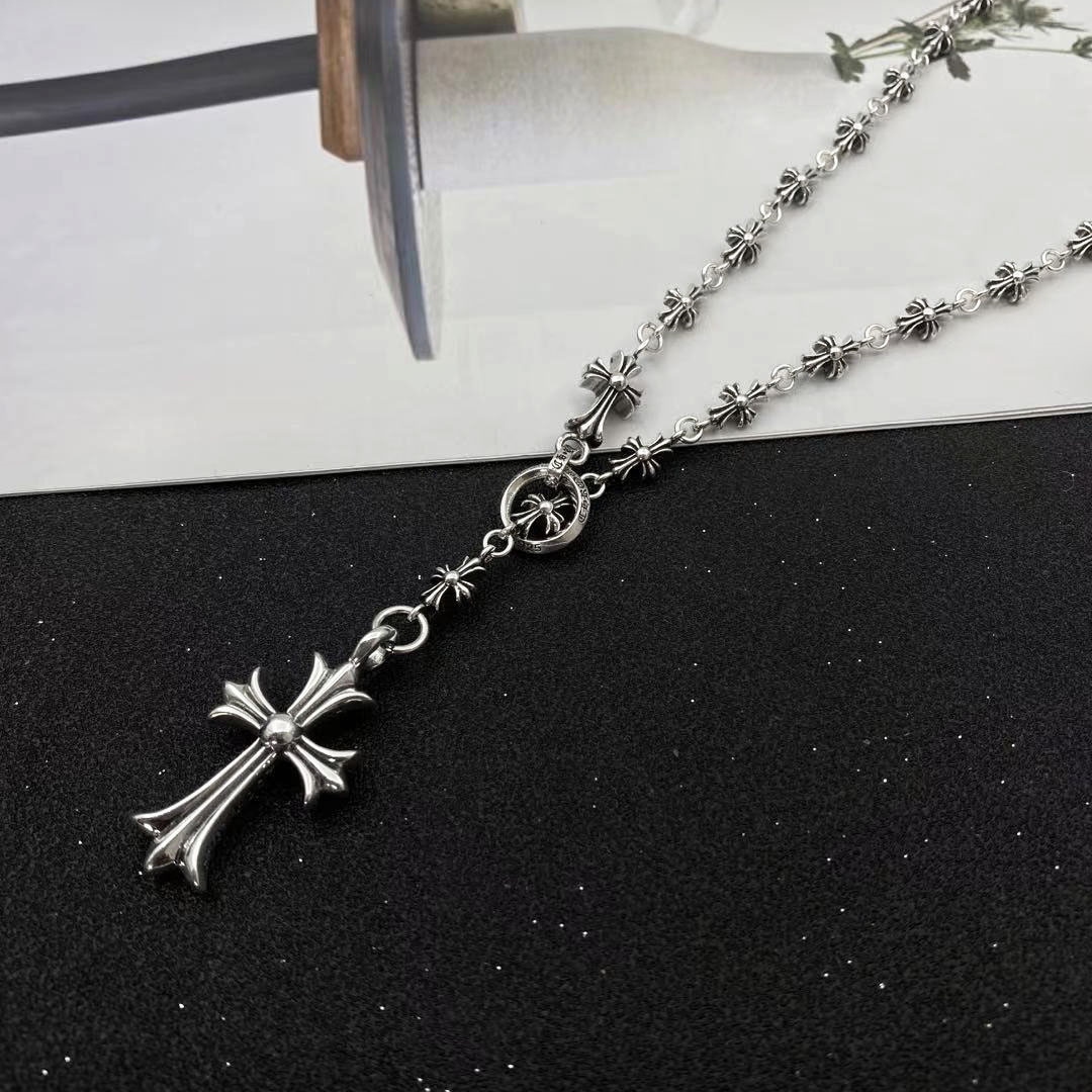 Rosary Style Double Strand Beaded Cross Necklace Stylish Goth Double Chain  Black Beaded Christian Choker - Etsy