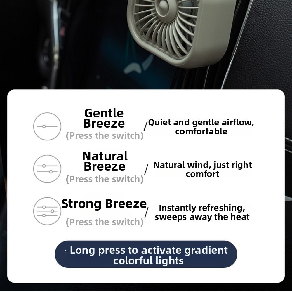 Creative Dazzle Colorful Lighting Car Air Outlet Fan Adjustable Low ...