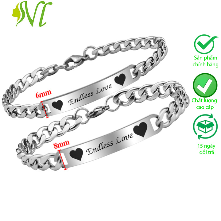 Lắc tay cặp đôi hoàn hảo không đen, dị ứng (1 cặp) - Người Đẹp Vì Lụa