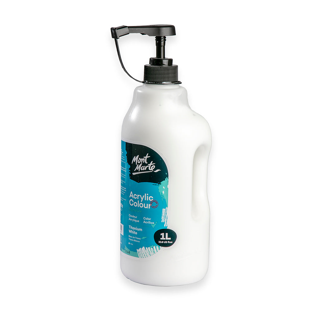 Mont Marte Acrylic Color Paint 1 litre-Titanium White.
