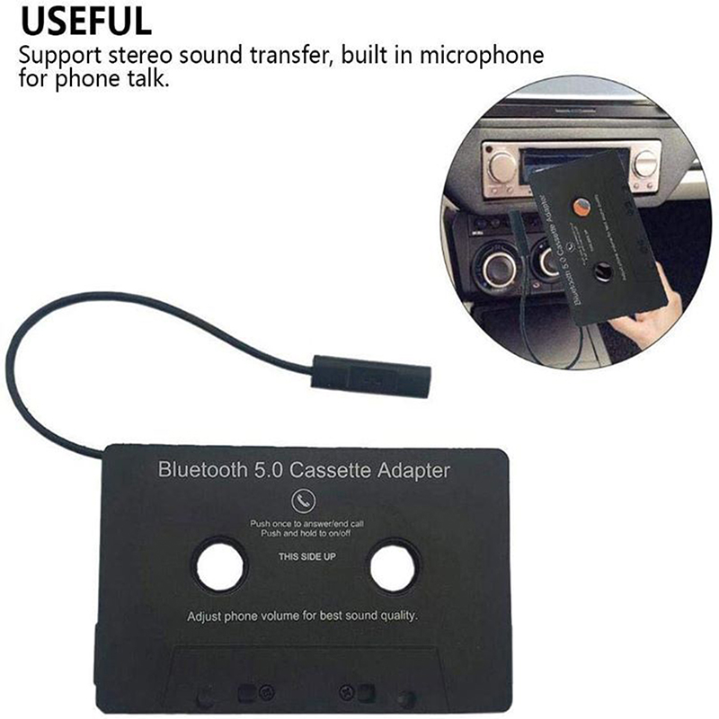 Luhuiyixxn Băng cassette âm thanh nổi Bluetooth 5.0 cho xe hơi Bộ chuyển đổi sang AUX cho điện thoại Samsung