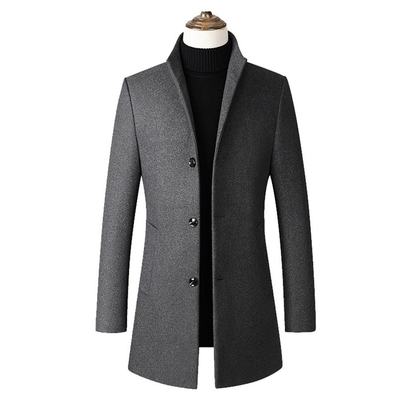 Bullker Men Coat with Easy Phone Access Men Mid-length Windbreaker and Practical Men's Winter Jacket with Large Pockets Perfect for Outdoor Adventures and Office Wear