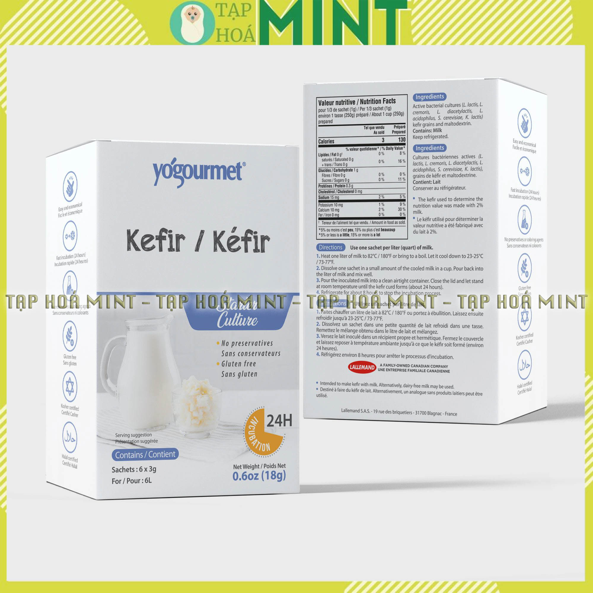 Men làm sữa chua hữu cơ Kefir Yogourmet