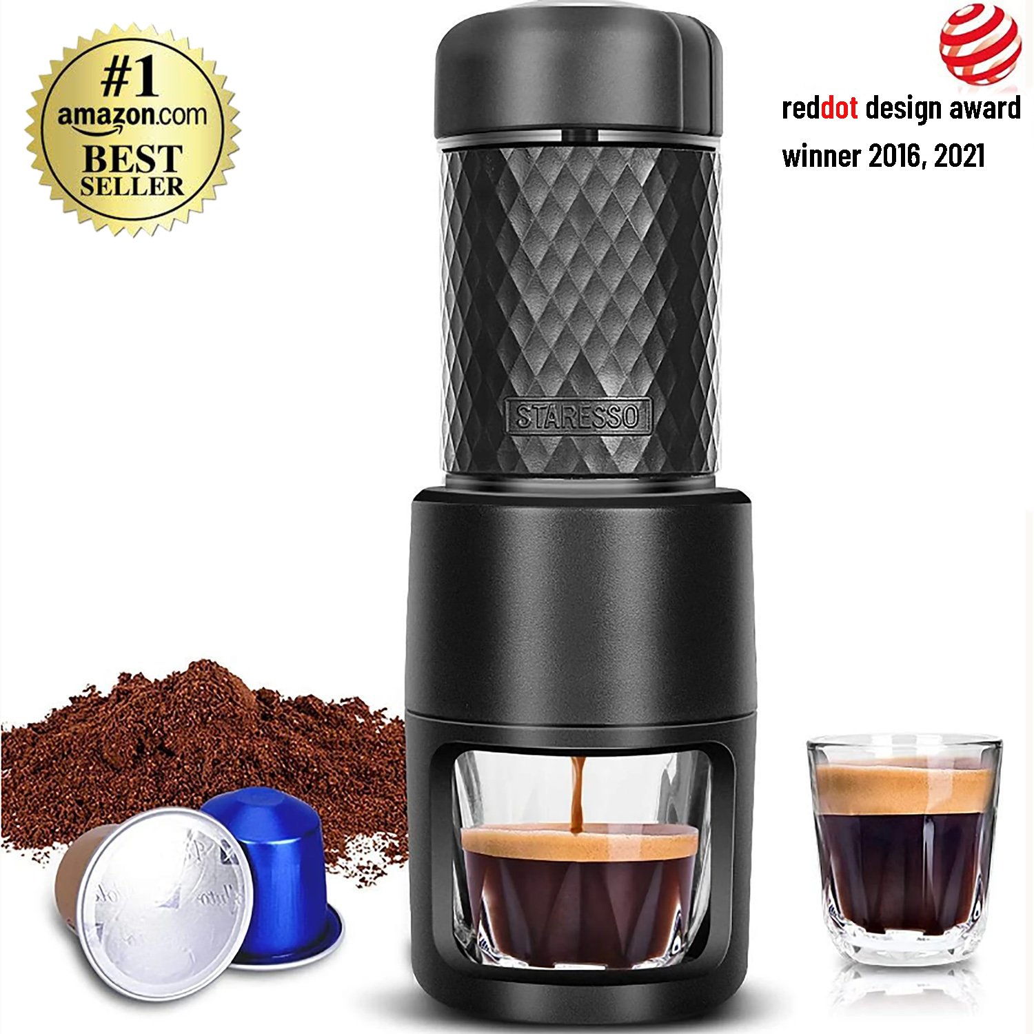 Máy pha cà phê cầm tay Staresso Basic 2023, máy pha cafe Staresso nhỏ gọn dành cho dân văn phòng và du lịch