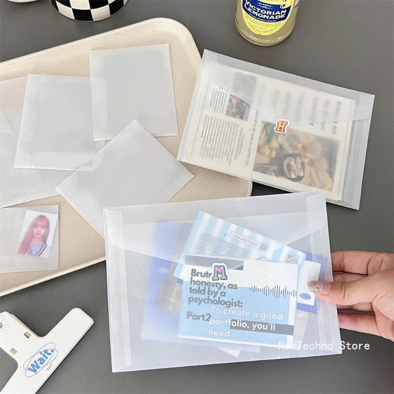 【SmartHorizon】Transparent Sulfuric Acid Paper Envelope Vintage Wedding Postcard Invitation Card Storage Translucent Blank Envelope 1pc. 
