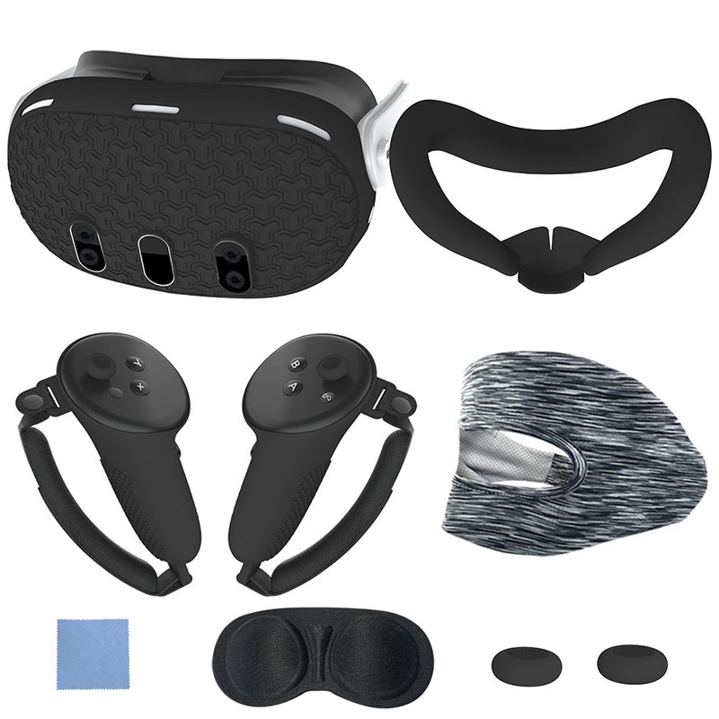 7 in 1 Accessories Set Controller Grips Face Cover Anti-Scratch VR Protective Cover VR Headset Cover Controller Grips Cover Anti-Fall for Meta Quest 3