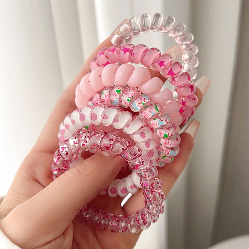 Set 6 dây cột tóc lò xo nhiều màu sắc dễ thương