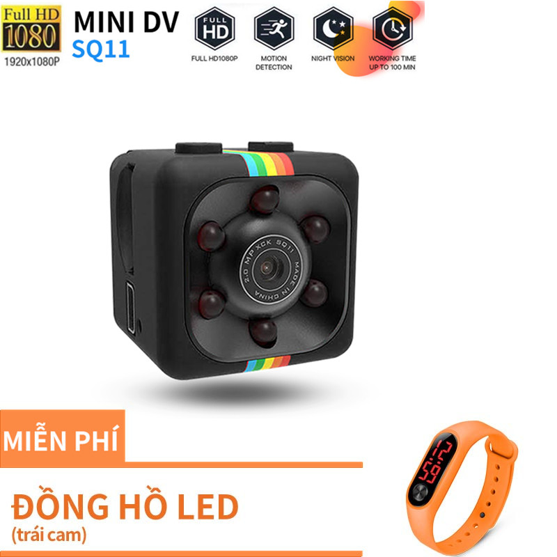 【Miễn phí ĐỒNG HỒ LED】Máy Quay Phim Giám Sát Mini SQ11 HD 1080P DVR Tầm Nhìn Ban Đêm Cho Xe Hơi Máy Bay Không Người Lái Văn Phòng Và Ngoài Trời