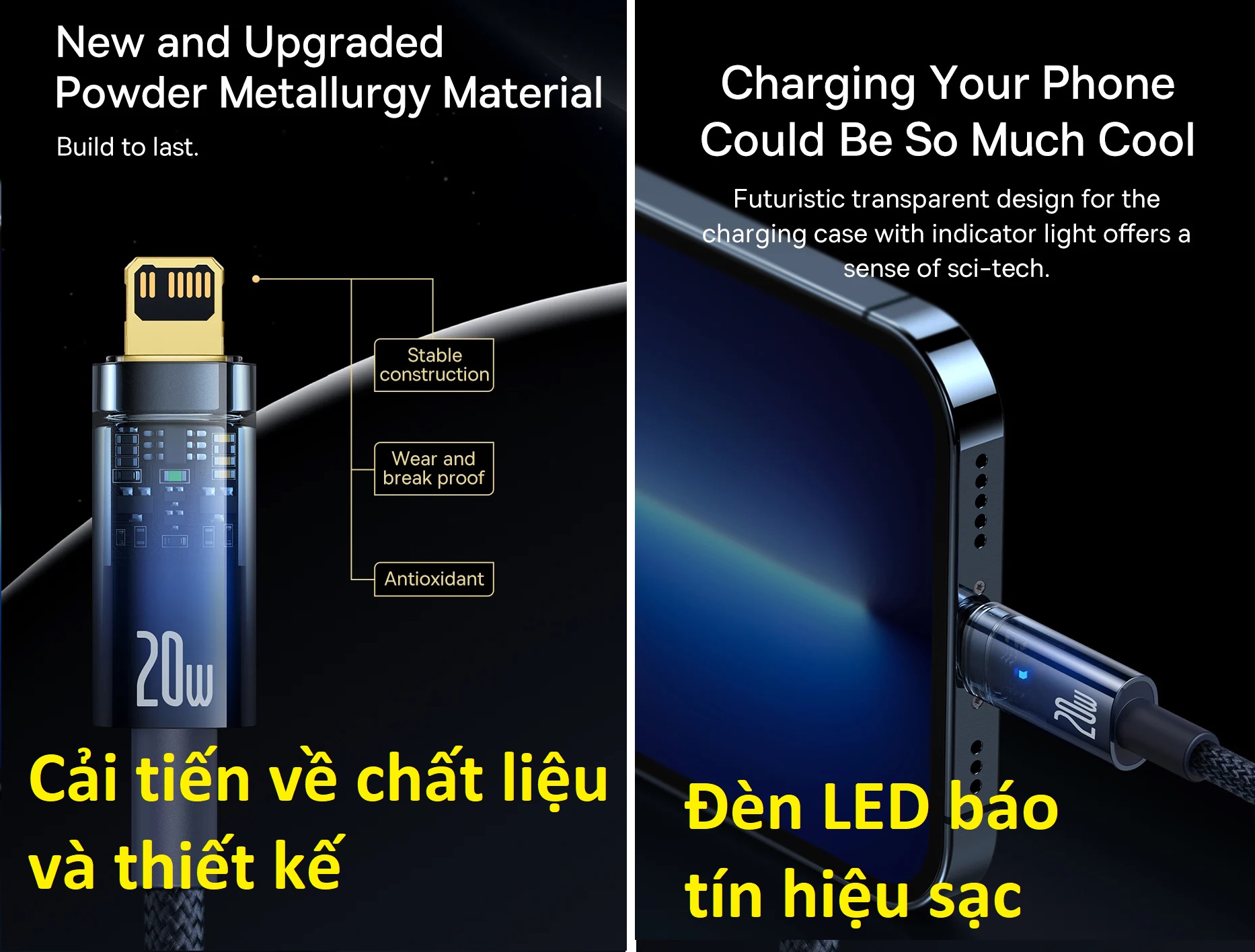 Cáp sạc iPhone PD20W tự ngắt khi đầy Baseus Explorer Series