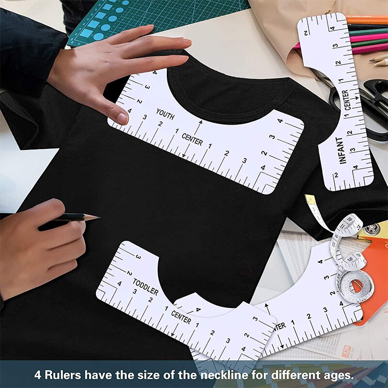 Back Shirt Ruler 【Hot deal】 4 Pcs T Shirt Alignment Ruler Transparent Alignment Graphics ...