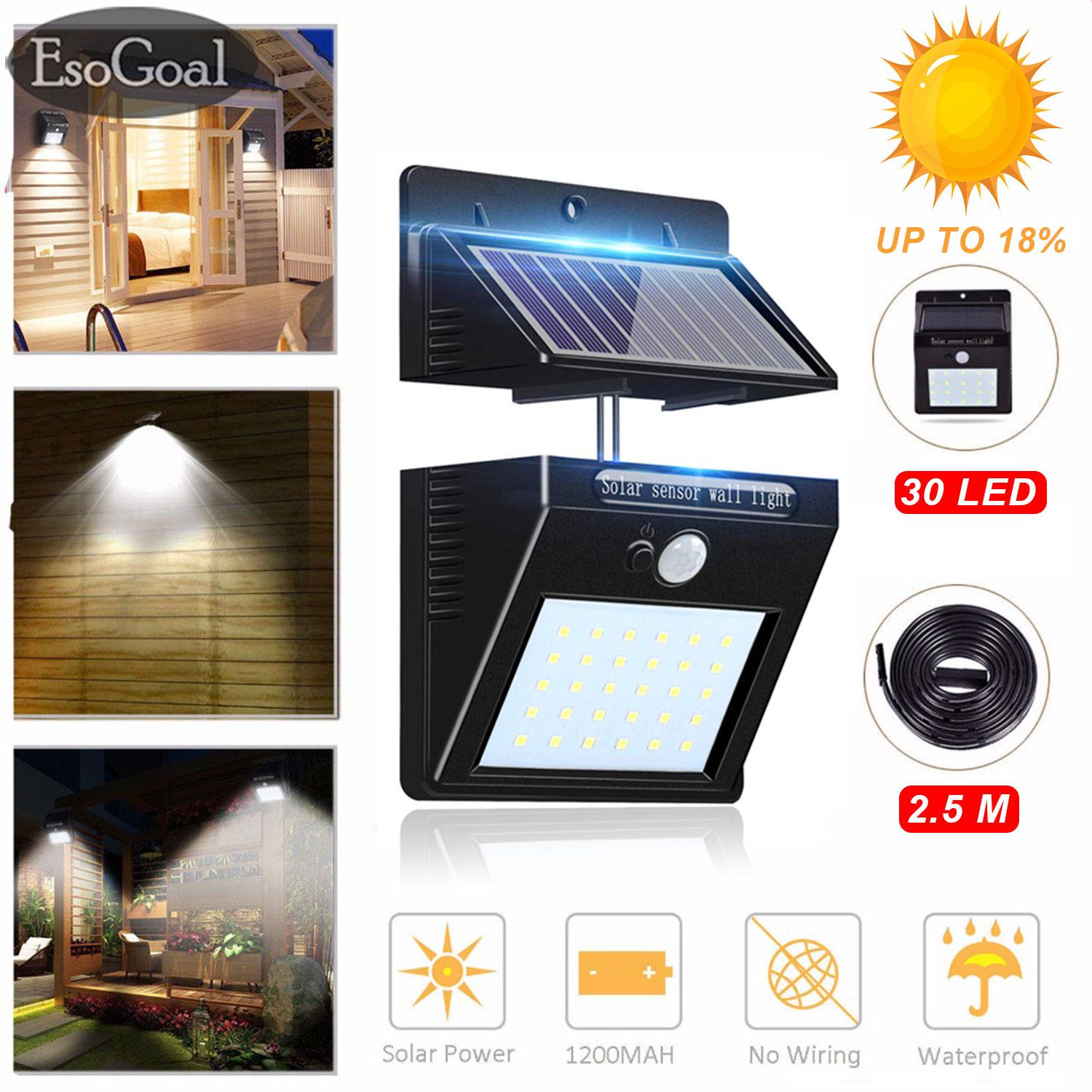 Esogoal Outdoor Lighting Sensor Solar Wall Light 30 Led Lights With Separable Panel Waterproof Ed Motion Wireless Security Outside Lamp For Driveway Patio Garden Path Esogoal Outdoor Lighting Sensor Solar