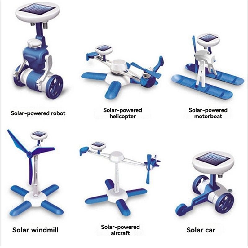 6-In-1 Solar Science Set Educational DIY Robot Kit Light Powered Toys, Multiple Assembly Shapes.