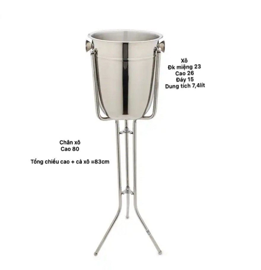 Bộ xô ướp vang và chân xô xếp inox 304 dày đẹp - Ảnh thật.
