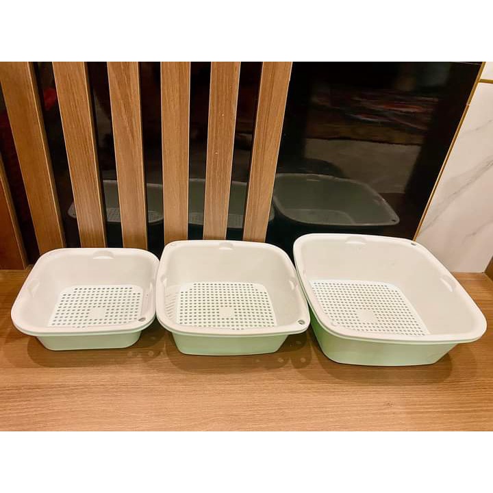 Bộ Rổ Nhựa Kèm Chậu 6 món Ecoco ( 3 Rổ 3 Chậu )Cao cấp
