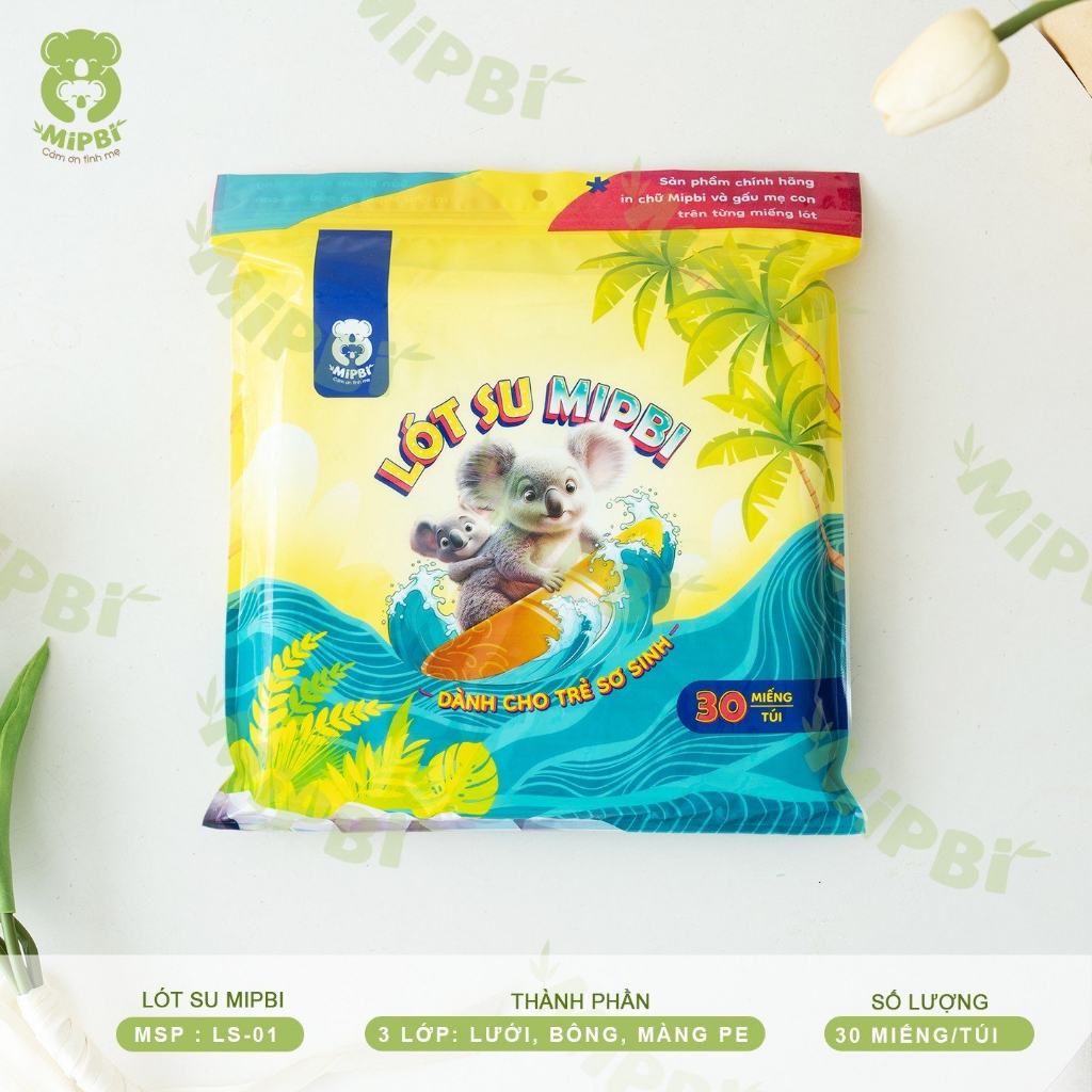 Miếng lót phân su cao cấp baby momma lõi bông 3 lớp siêu thấm cho bé sơ sinh bịch 200gram 32-35 tấm
