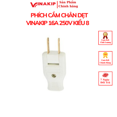 PHÍCH CẮM CHÂN DẸT VINAKIP 16A 250V KIỂU 8