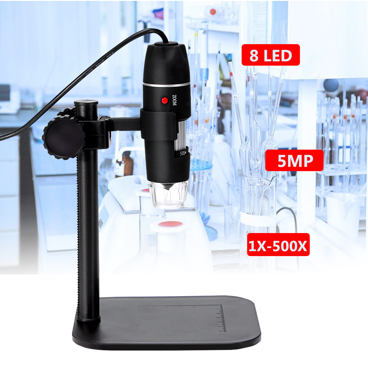 5MP USB 8 Best LED Digital Camera Microscope Health Magnifier Black ...