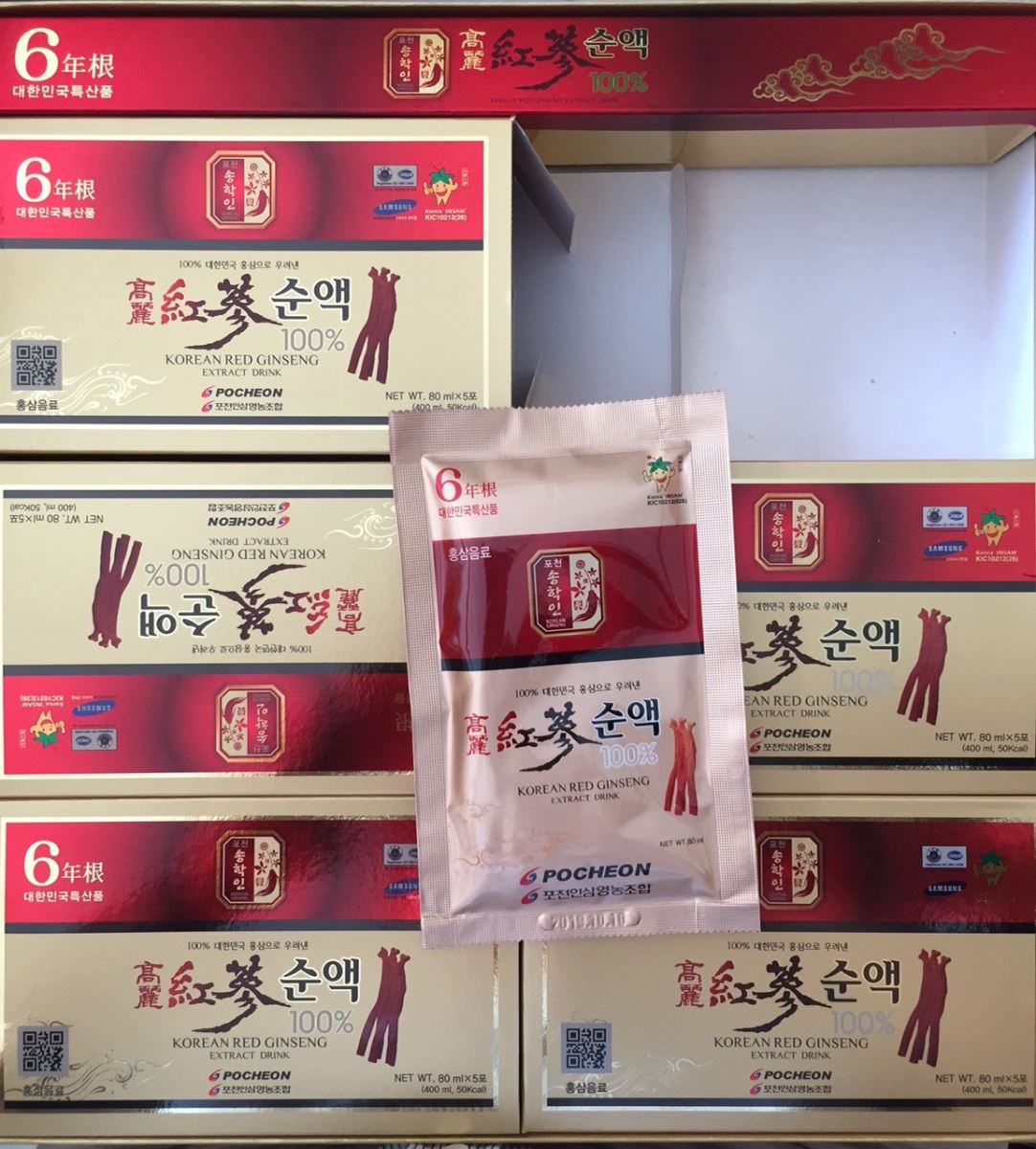 NƯỚC HỒNG SÂM POCHEON HÀN QUỐC 100% 30 GÓI X 80ML