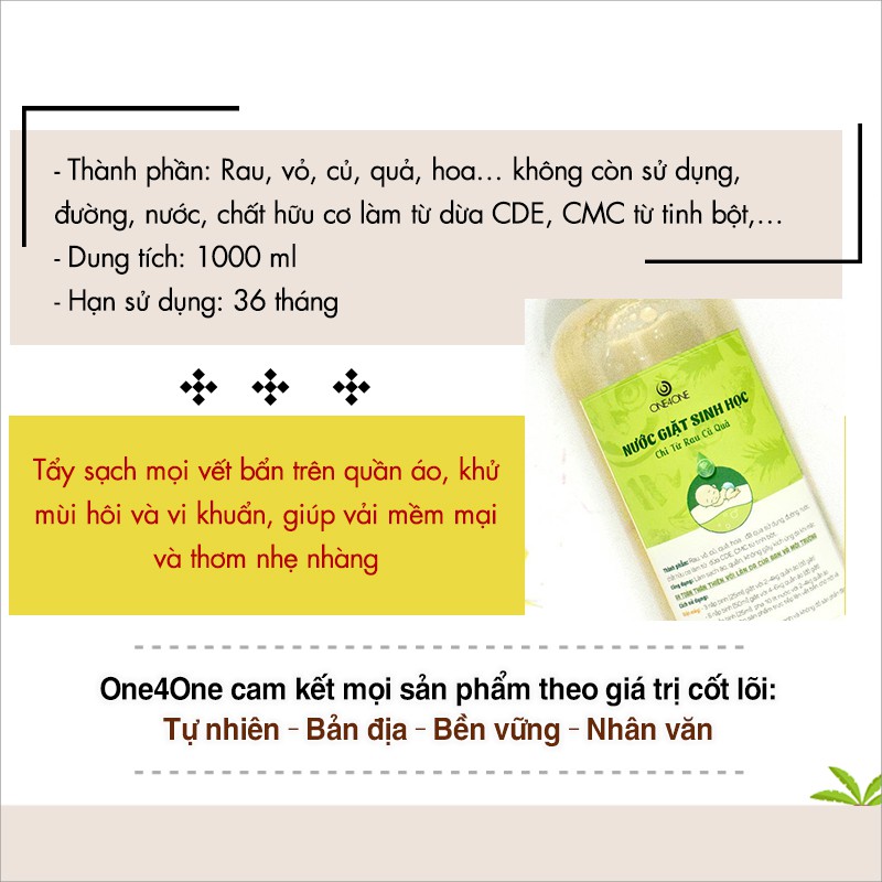 NƯỚC GIẶT SINH HỌC ONE4ONE 1L, 4.9L