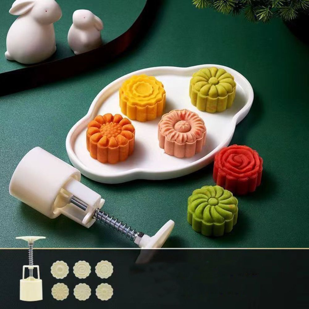 DIY Baking 3D Mooncake Mold Flower-shaped Mini Size Cookie Mould Reusable Hand-pressed Pastry Making Tools Cooking.