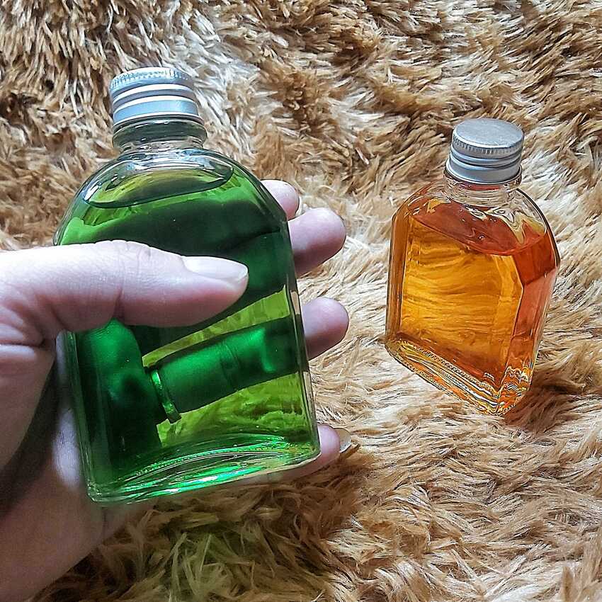 Chai Thủy Tinh Nhỏ 100ML (combo 2 cái) cao cấp vuông vát vai kiểu dẹt nắp nhôm - Chai Thủy Tinh Dẹt - Chai Thủy Tinh Mini - Lọ Thủy Tinh Nhỏ