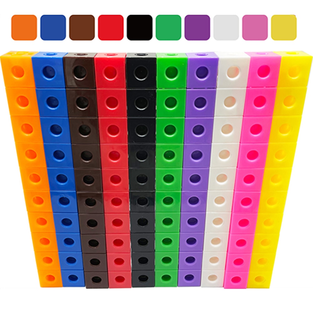 100Pcs Mathematics Linking Cubes 3D Puzzle Numberblocks Interlocking Multilink Counting Blocks Stacking Game Educational Toy