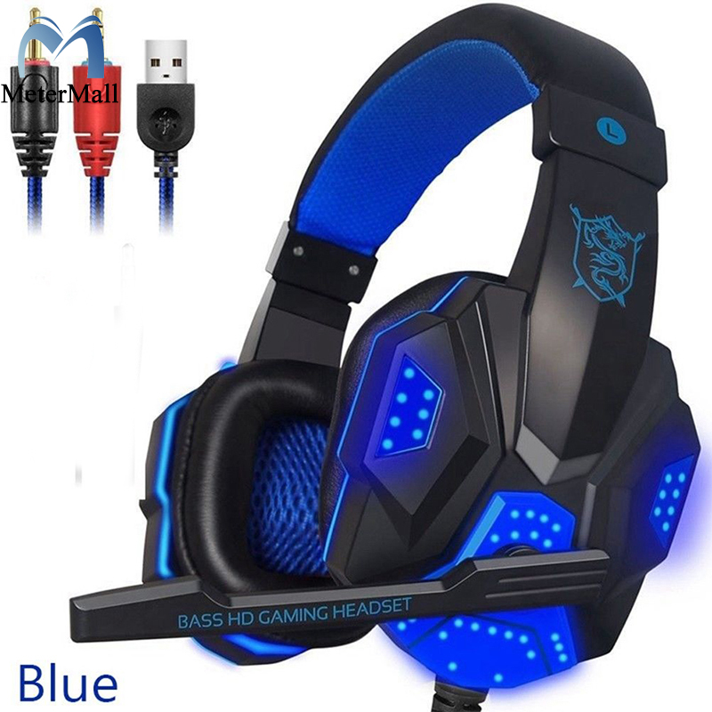 Over Ear Gaming Headset with Mic and LED Light for Laptop Cellphone PS4