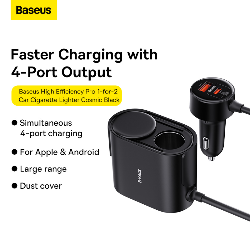 Baseus 30W Car Charger 1for2 Car Cigarette Lighter Slot Baseus Official Store ThaiPick