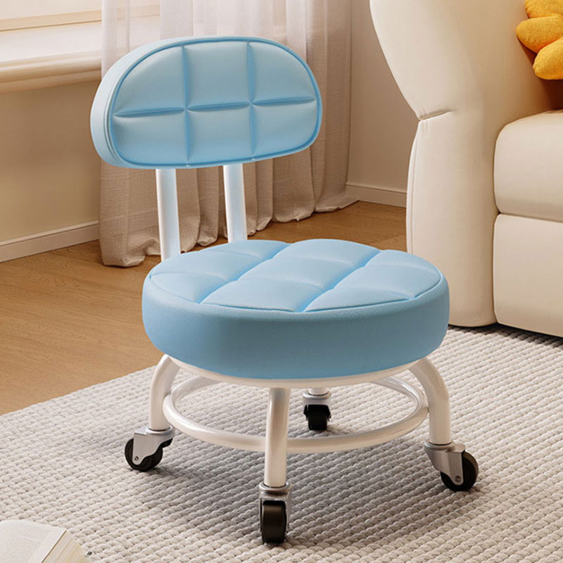 Pulley low stool, universal wheel, small stool, small home chair, backrest, round stool, stool with wheels, small bench, small