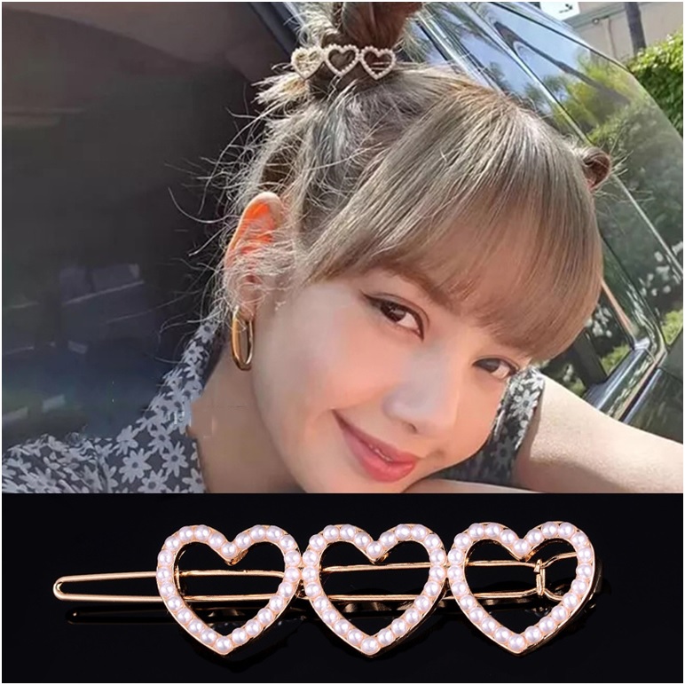 Kẹp tóc ba trái tim Lisa Blackpink