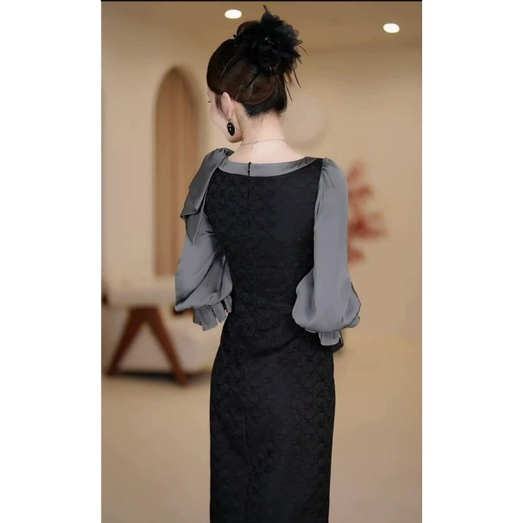 MIMI BigSize [50KG-100KG] Váy bigsize cổ lệch xẻ tà 362