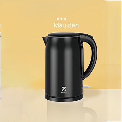 Ấm đun siêu tốc 1.7l zolele sh1701, bình đun siêu tốc inox 2 lớp, thép không gỉ 304 - chính hãng