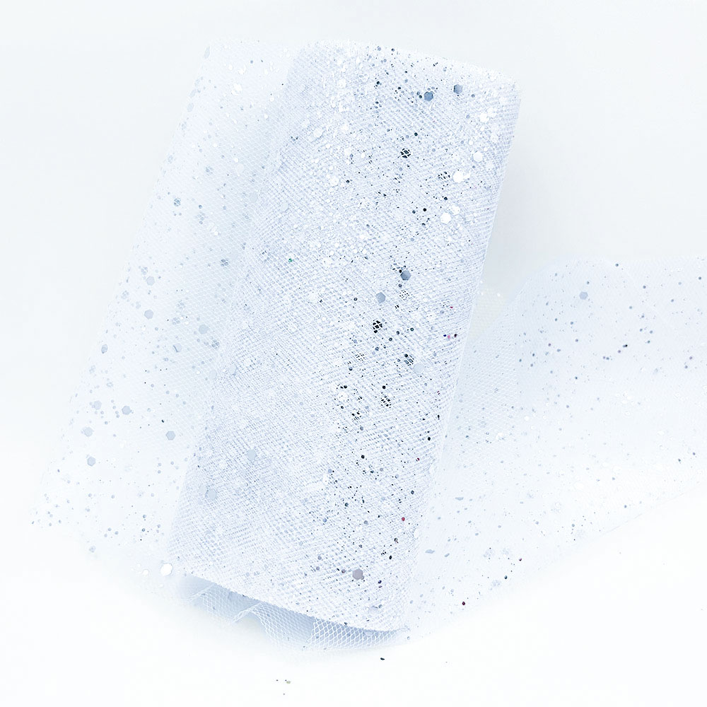 【Best value for money】 Glitter Tulle Fabric Roll 6 Inch 10 Yards Sequin Sparkling Ribbon Spool Netting for Wedding Tutu Skirt Gift Wrapping Party Decor.