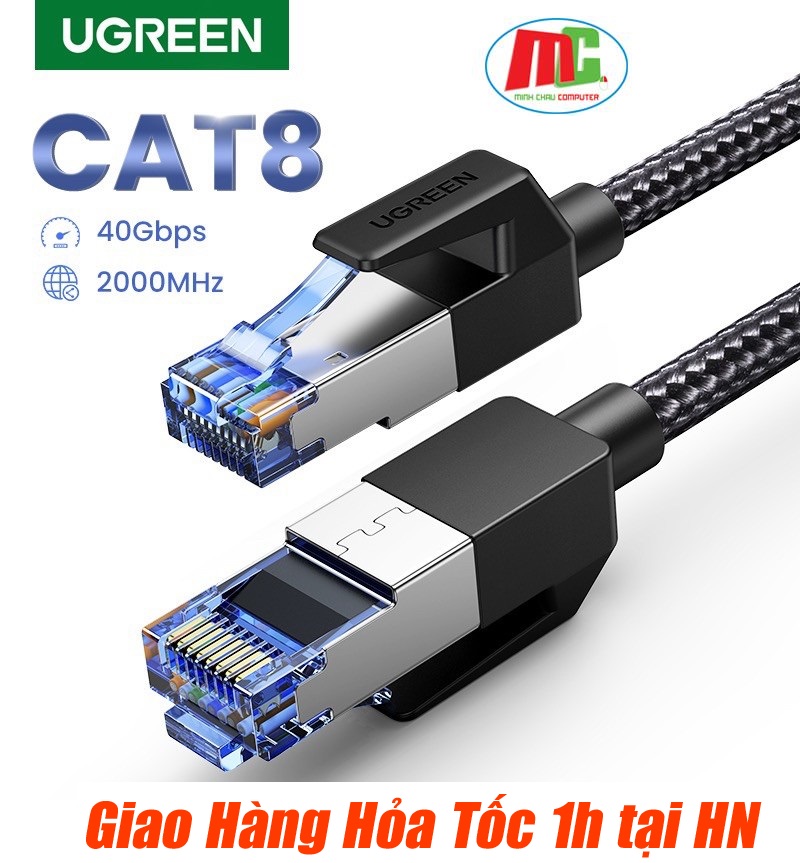 Dây cáp mạng lan cat8 đầu đúc sẵn dài 1m đến 5m ugreen chính hãng - hàng chính hãng