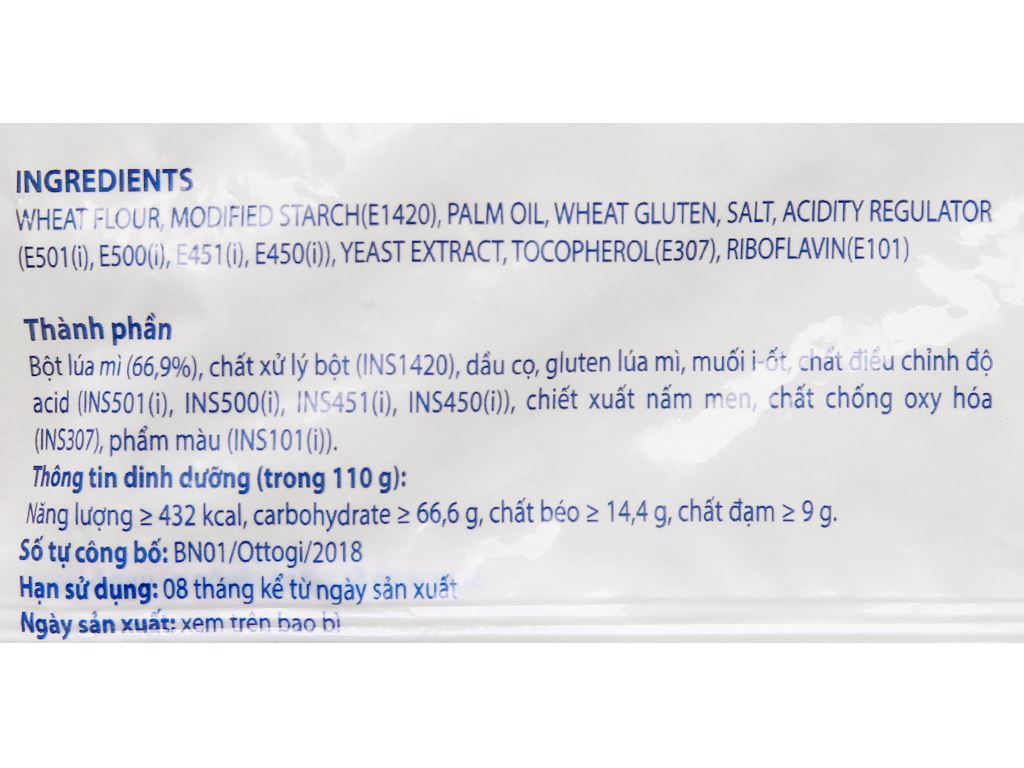 Mì không gói gia vị OttOgi gói 110g