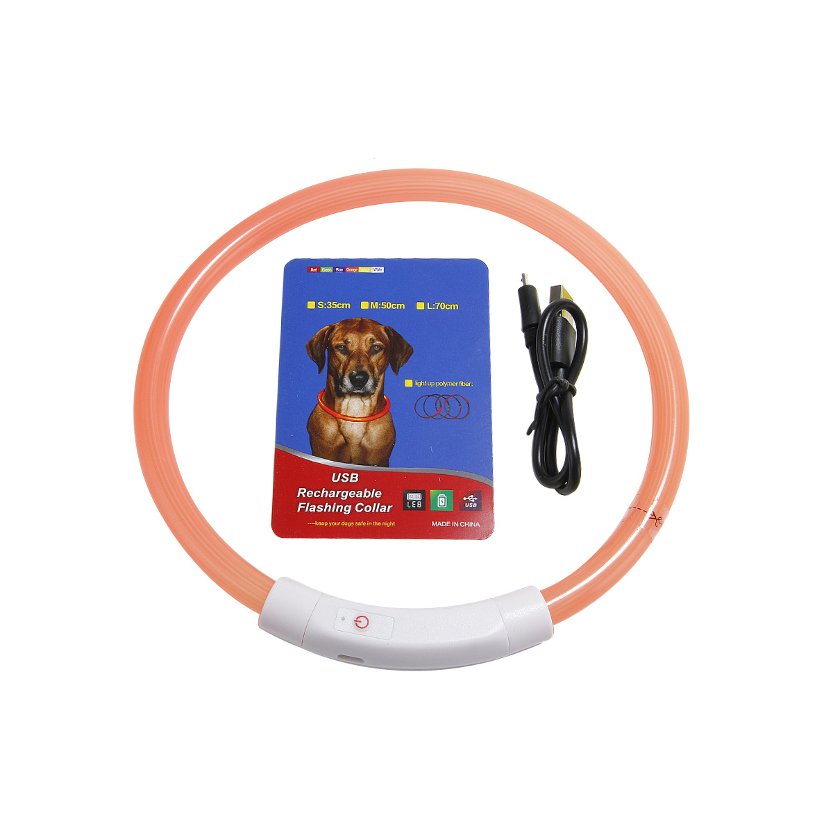 Kakaoppa Pet Toy USB Rechargeable LED Dog Collar Pvc Pipes Night Safety Flashing Light Neck Ring for Dogs Cats
