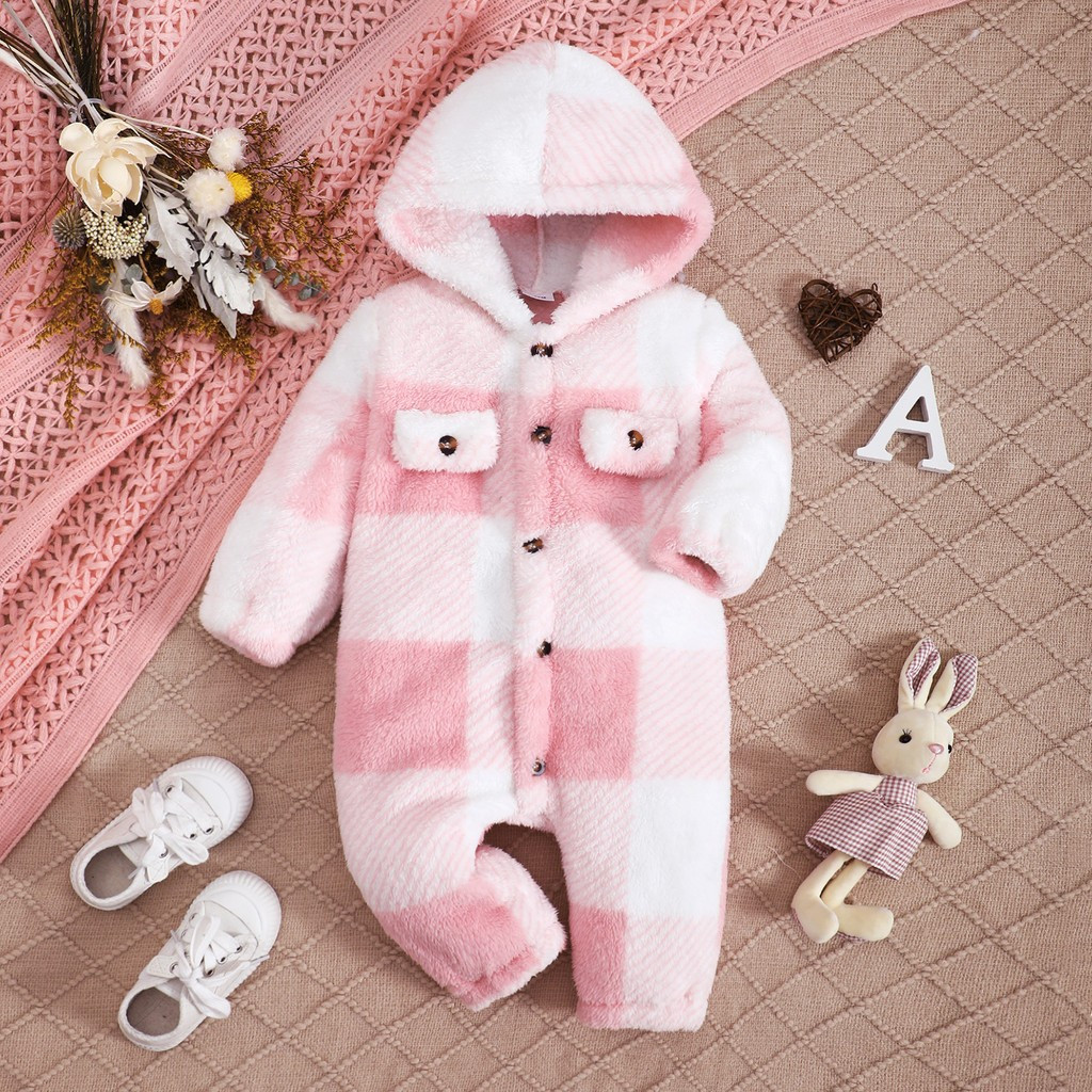 Haasya Kids Plush Pajamas Romper for 3-24Months Toddlers Baju Baby