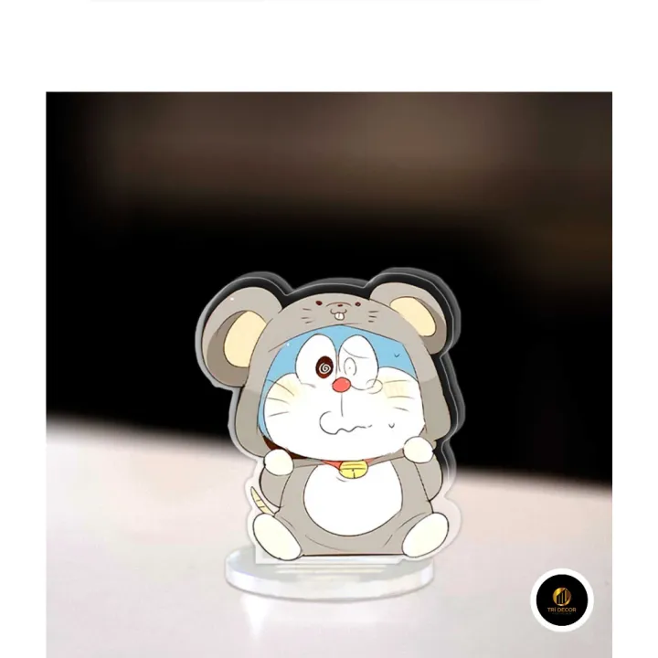 Mô hình Mini Doraemon Dora The Kid Wang Dora Standee Chibi Anime Manga chú mèo máy robot trang trí góc học tập cao 3cm