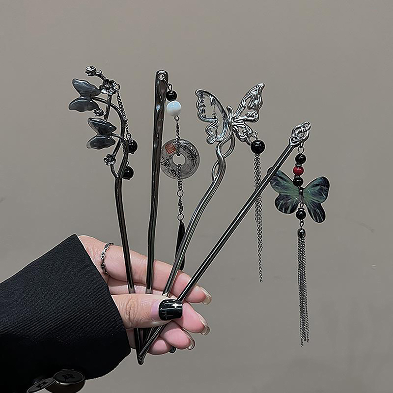 Retro Elegant Ancient Style Butterfly Tassel Hair Stick For Women Girls Classical Hairpin Chinese Cheongsam Hair Accessories.