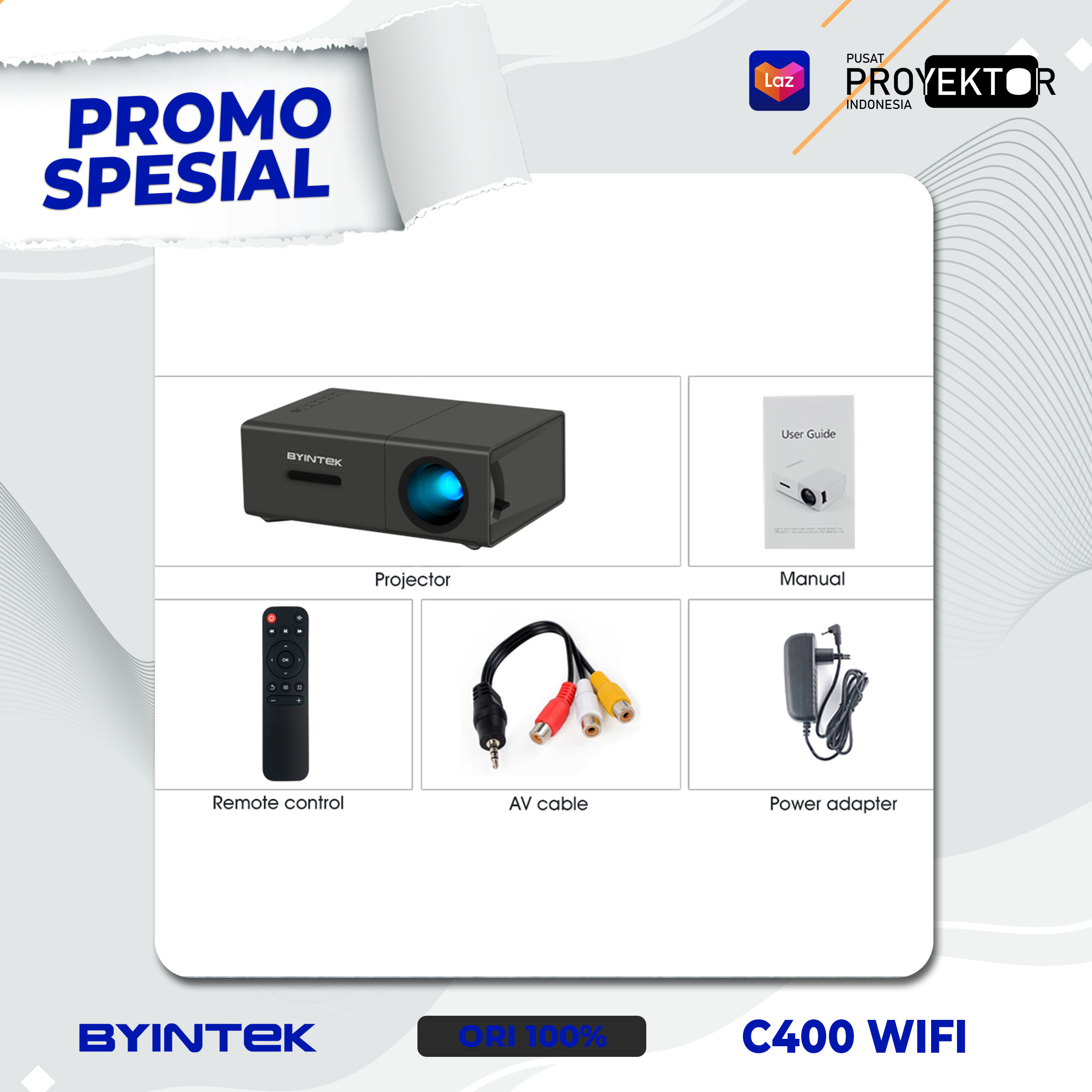 PROMO Proyektor C400 Wifi Byintek 