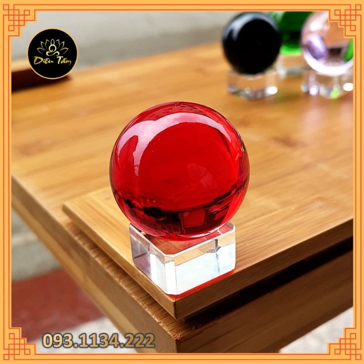 Sphere feng shui crystal red size 8cm 10cm case par territory, par fire feng shui decoration