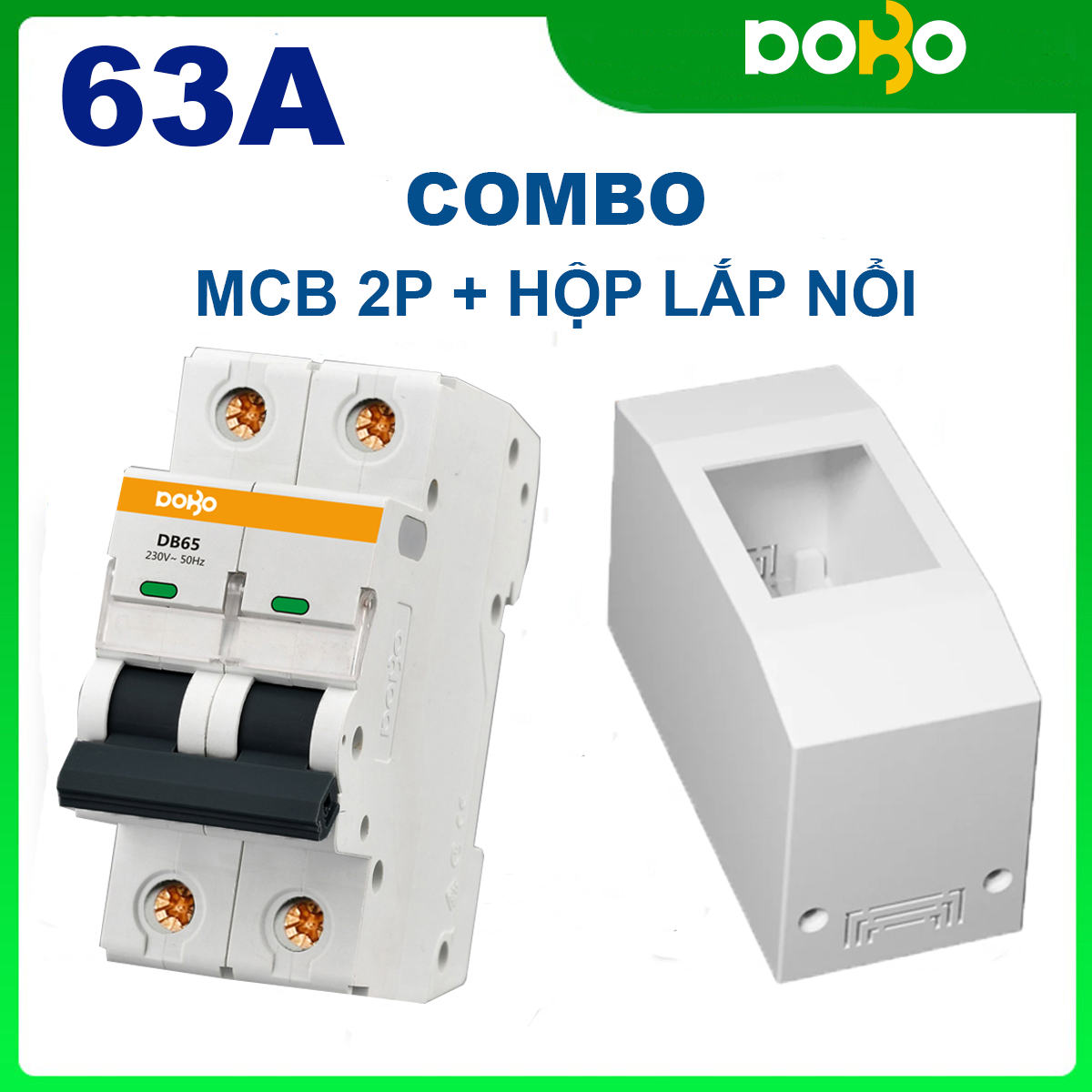 Cầu dao tự động mcb dobo korea 2p 63a 6ka loại tốt chống chập - chống quá tải siêu nhạy