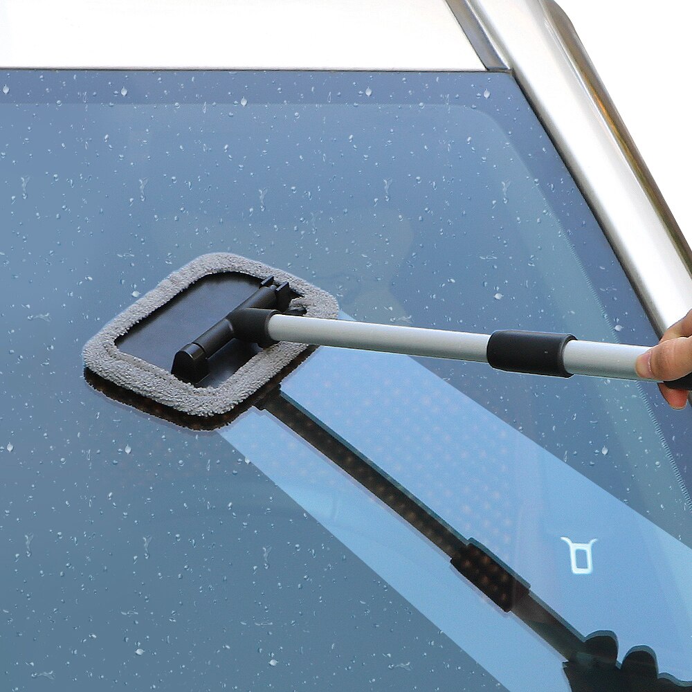 Car Wash Windshield Cleaner Microfiber Car Window Cleaning Tool With Telescopic Handle Washable And Reusable Cloth Pad Head