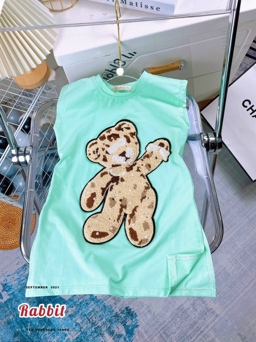 [SIZE NHÍ+ĐẠI] ĐẦM CHÚ GẤU ĐÍNH HẠT SIÊU XINH
