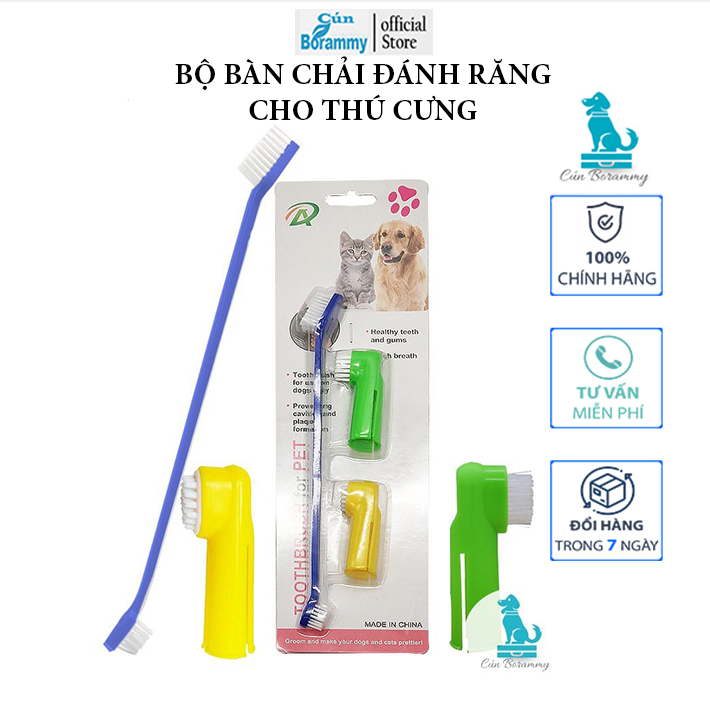 [Hoàn Tiền 10%]Bàn chải đánh răng cho chó mèo - bộ đánh răng cho thú cưng