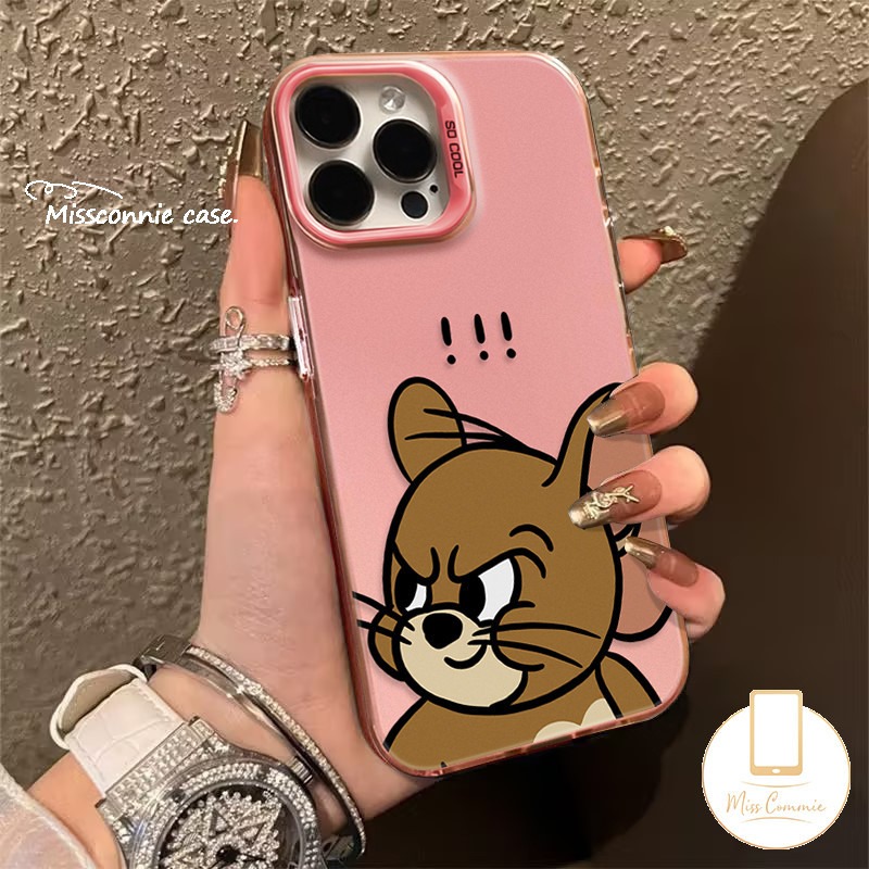 Cartoon Cat and Mouse Fun Couple Phone Case Compatible for Realme C25Y C67 C53 C55 Note 50 C12 C11 C20 C21Y C25 5i 5 5 5s 11 7i 9i 8i 6i C20A C51 C21 C15 C35 C31 C17Luxury Electroplated Shock-absorbing Lenses.