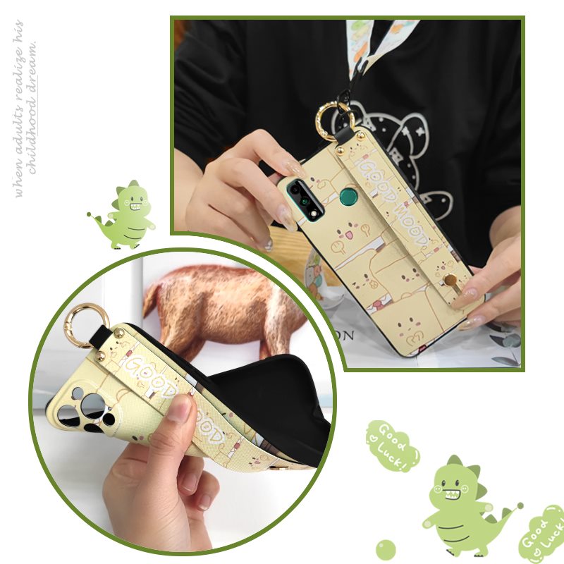 Shockproof Back Cover Phone Case For Huawei Y8S Waterproof Cute Cartoon Phone Holder Kickstand Wrist Strap Durable ring. 