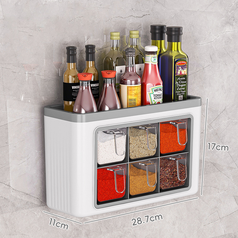 Kitchen storage rack seasoning box multifunctional chopsticks knife rack seasoning bottle can storage box combination with lid storage rack