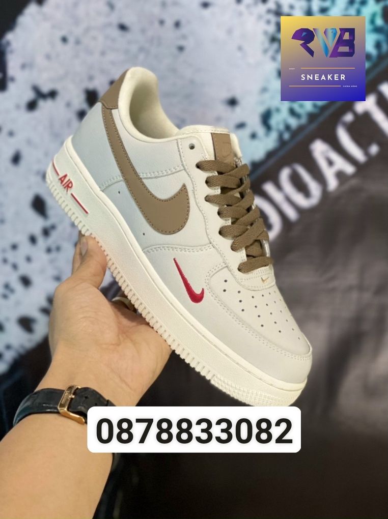 Giày Nike AF1 Low White Brown Gold Chính Hãng [Authentic Full Box Bao Check]