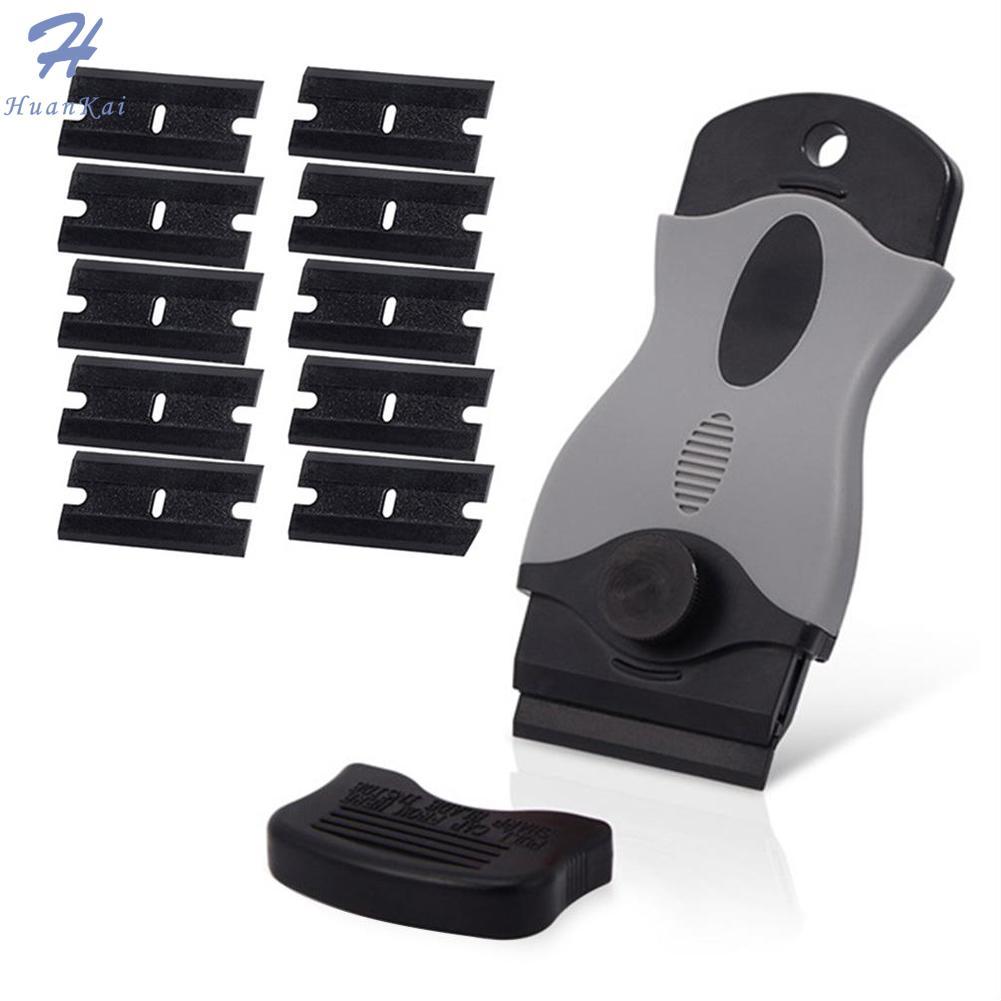 New Razor, 1PC Plastic Scraper Tool with 10PCS Plastic Blades for Removing  Glue, Sticker, Decals, Tint from Car Window and Glass